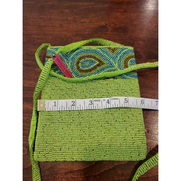 About Color‎ beaded purse. Mint condition Shoulder strap Small Green - Picture 7 of 7